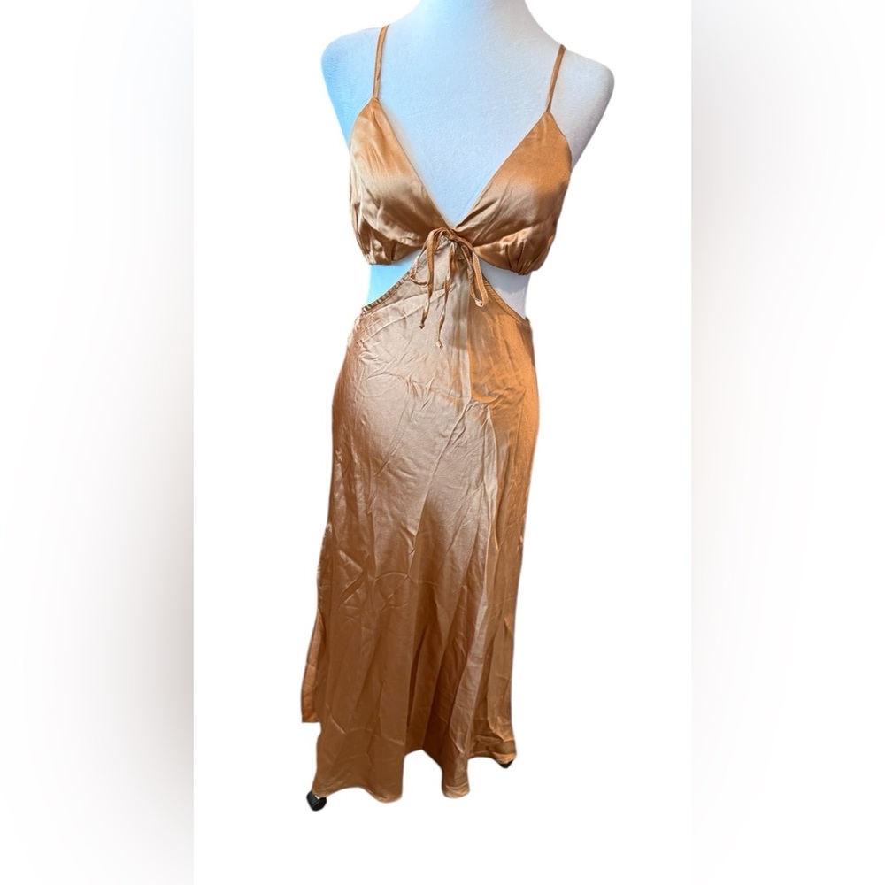 Elegant Satin Slip Dress in Gold